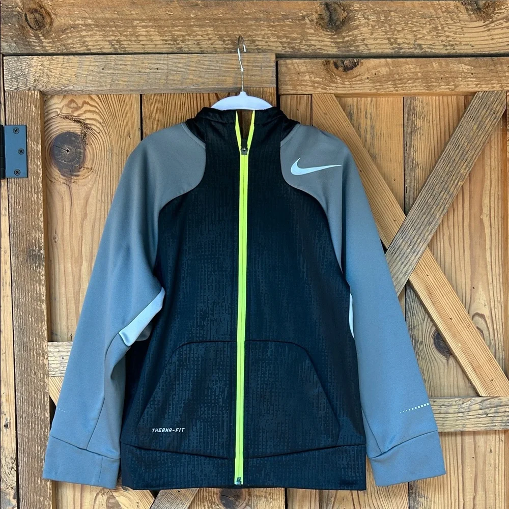 Nike Boy’s youth Nike Black and Gray Jacket with Neon Accents